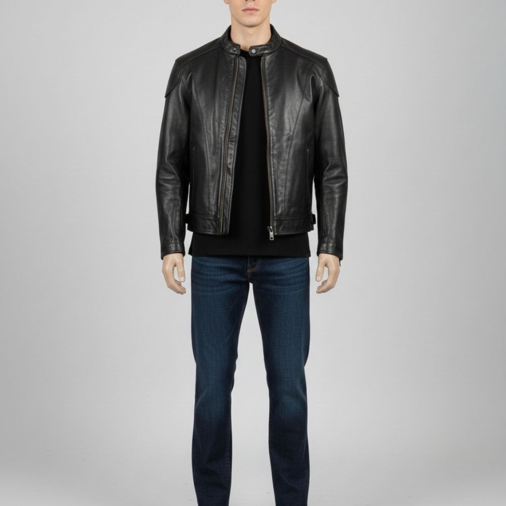 River‎ Road Men's Black Leather Jacket
